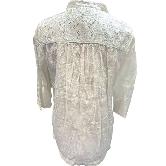 The Webster Miami Women's White Lace Detail Cotton Tunic Top - Picture 14 of 16